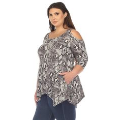 White Mark Snake Print Cold Shoulder Tunic is a stylish and trendy addition to your wardrobe. This tunic combines fashionable design with comfort, making it a versatile choice for various occasions. Features an eye-catching snake print pattern that adds a touch of edginess, Cold Shoulder cutouts, three quarter sleeves that provide a balanced coverage and shark bite hem creating a flowing and dynamic silhouette. Dining Room Bench, White Mark, Three Quarter Sleeves, Snake Print, Print Pattern, Tunic Top, Three Quarter, Cold Shoulder, Shirts Tops