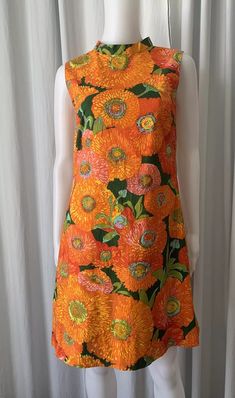 Vintage 70s Ken Scott A Line dress Size 10 | eBay 70 Summer Fashion, 60s A Line Dress, Retro A-line Dress With Vintage Print, Mod Style A-line Dress With Retro Print, Retro Dress With Orange Retro Print, Orange Retro Dress With Retro Print, Orange Dress With Retro Print, Retro Sleeveless Dress With Vintage Print, Multicolor Vintage Print Dress