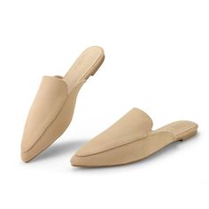 Made of rubber sole, synthetic leather, suede and polyester upper matterial, the flat mules is very comfortable to wear.Slip-on and backless design for easy on and off, suitable for multiple occasions, such as working, dating, party, shopping, daily wear, etc. Size: 5.  Color: Brown.  Gender: female.  Age Group: adult. Casual Slip-on Slippers With Pointed Toe, Beige Pointed Toe Slip-ons With Leather Sole, Beige Flat Slip-ons With Leather Sole, Beige Slip-ons With Cushioned Footbed And Flat Shape, Beige Slip-on Flats With Leather Sole, Beige Cushioned Flat Slip-ons, Beige Slip-on Flats With Rubber Sole, Flat Suede Mules With Leather Sole, Beige Suede Lined Slip-ons