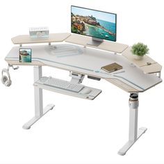 Eureka Ergonomic Aero Pro 72 Music Studio Desk, Computer Desk Organization, Computer Stand For Desk, Standing Desk Ergonomics, Desk With Keyboard Tray, Desk Workstation, Computer Desks For Home, Outfit Planner, Writing Desk With Drawers