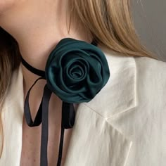 Edgy Classic Style, Rose Choker, Flower Choker Necklace, Ribbon Choker, Dainty Choker, Choker Jewelry, Flower Choker, Silk Rose, Art Deco Necklace