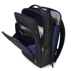 DESCRIPTION: For the Professional. For the Urban Adventurer. For the Traveler. Sophisticated and well-executed, our Professional Travel Vegan Backpack 202 was made for those who want a slim work / travel backpack. Vegan luggage has never been this reliable and functional. FEATURES: High quality 1680D polyester exterior. High density polyester lining. Padded and ventilated back for breathability and comfort. Multiple exterior pockets. Multiple interior pockets. Separate, padded laptop sleeve make Business Leather Backpack With Anti-theft Pocket, Elegant Rectangular Travel Backpack, Business Trip Backpack With Functional Pockets, Functional Business Backpack With Anti-theft Pocket, Business Backpack With Anti-theft Pocket, Functional Anti-theft Backpack For Business Trips, Functional Anti-theft Backpack For Business, Business Laptop Bag With Functional Pockets, Modern Rectangular Leather Backpack With Anti-theft Pocket