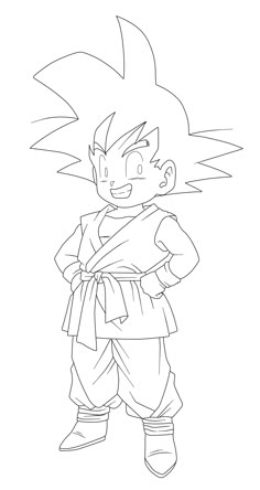 a drawing of gohan from the dragon ball anime character series, drawn in black and white