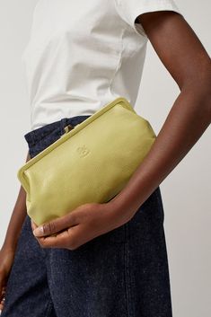 Il Bisonte Classic Clutch in Pistachio Green Leather Travel Clutch, Green Leather Clutch For Travel, Green Leather Evening Wallets, Modern Green Leather Clutch, Green Leather Clutch With Removable Pouch, Green Clutch With Removable Pouch For Everyday, Classic Leather Clutch With Snap Closure, Chic Leather Clutch With Snap Closure, Chic Clutch Wallet With Snap Closure