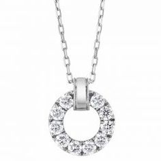 Frederic Sage Diamond Open Circle Pendant in White Gold, 18" Round Solitaire Necklace With Pave Setting, Fine Jewelry Solitaire Necklace With Pave Setting, Hallmarked Diamond White Necklace With Round Cut, Luxury Round Stone Diamond Necklace For Formal Occasions, Formal Round Necklace With Diamond Accents, Platinum Necklace With Pave Setting For Formal Occasions, Formal White Gold Necklaces With Pave Setting, Formal Hallmarked Round Necklace, Formal Round Necklaces With Diamond Accents