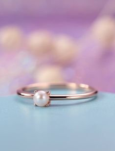 "Pearl engagement ring rose gold Simple Minimalist engagement ring Dainty Delicate Akoya Solid 14K Bridal Jewelry Promise Anniversary ≫≫ Item Details Made to Order, All Handmade in the United States. Metal: Solid 14K & 18K Gold Gold Color: White gold, Rose gold, Yellow gold Akoya Pearl Pearl size:3.6mm Ring band:approx 1.4mm(width),1.1mm(thickness) Total weight: 1.5g Ring Size: We can make the ring in any ring size,If the ring size is not in the list,contact us,we'll custom make it for you! 14k Rose Gold Stackable Rings For Wedding, 14k Rose Gold Stackable Wedding Rings, Wedding 14k Rose Gold Stackable Rings, Formal Rose Gold Solitaire Stackable Rings, Solitaire Rose Gold Birthstone Ring For Wedding, Rose Gold Solitaire Birthstone Wedding Ring, Rose Gold Rings With Single Diamond In Round Band, Rose Gold Solitaire Stackable Rings Round Cut, Rose Gold Ring With Single Diamond In Round Band