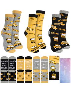 PRICES MAY VARY. Sufficient Quantity to Use: our package includes 3 pairs of school bus socks, designed with 3 styles, and coupled with packing boxes, allowing you to replenish your drawer or share amongst siblings or partners; These fun and meaningful socks can easily last through numerous changes, providing affordable solutions for parents who are interested in school bus themed items Appropriate Size to Help Your Operation: these graduation bus driver appreciation gifts come in a convenient s Gifts For Bus Drivers School Buses, Bus Driver Christmas Gifts, Gifts For Bus Drivers, Bus Driver Appreciation Gifts, Duck Socks, School Bus Driver Appreciation, Principal Ideas, Bus Driver Appreciation, Bus Driver Gift