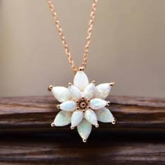 Dainty White Opal Jewelry, Delicate White Opal Jewelry, White Opal Pendant Jewelry, White Opal Gemstone Necklace, White Spiritual Flower Pendant Jewelry, Spiritual White Flower Pendant Jewelry, Spiritual White Clavicle Chain Jewelry, White Opal Jewelry Gift, White Opal Necklace For Gift