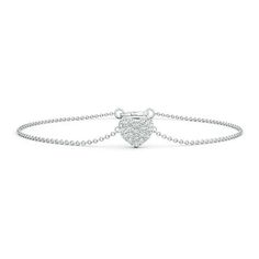 ANGARA Natural 1.55mm Diamond Stackables Bracelet for Women, Girls in 14K White Gold (Grade: GVS2, Length- 7") April Birthstone Jewelry Gift for Her Birthday, Anniversary, Wedding. Simple yet alluring, this is a classic chain bracelet crafted in 14k white gold. It showcases a gorgeous heart motif embellished with dazzling diamonds. The precious gems are prong-set and beautifully illuminate the heart design. Size: 1.55 mm.  Color: Metal Type.  Gender: female.  Age Group: adult. Diamond Heart Charm Bracelet In White Gold, Fine Jewelry White Gold Heart Bracelet With Cubic Zirconia, Fine Jewelry White Gold Promise Bracelet, White Gold Heart Diamond Bracelet For Valentine's Day, White Gold Diamond Heart Bracelet With Heart Charm, Heart-shaped White Gold Diamond Bracelet For Valentine's Day, Valentine's Day White Gold Heart Diamond Bracelet, Valentine's Day Heart-shaped White Gold Diamond Bracelet, Diamond Heart Bracelet In White Gold