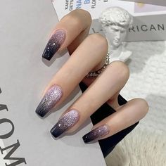 Nail Art Viola, Ballet Nails, Eye Nail Art, Purple Nail Art, Long Press On Nails, Short Fake Nails, Nail Art Glitter, Her Nails, Cat Eye Nails