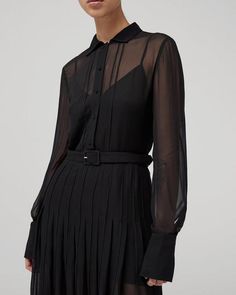 Chic Pleated Fitted Chiffon Dress, Chic Fitted Pleated Chiffon Dress, Chic Silk Chiffon Dress With Sheer Sleeves, Formal Pleated Flowy Chiffon Dress, Formal Flowy Pleated Chiffon Dress, Chic Sheer Silk Chiffon Midi Dress, Chic Chiffon Dress With Pleated Waist, Chic Formal Midi Chiffon Dress, Chic Pleated Chiffon Dress