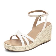 PRICES MAY VARY. LIGHTWEIGHT DESIGN: 3.0 Inch high Heel open toe espadrille wedge sandals for women is designed with very lightweight EVA wedge for very easy walking all-day. Lots of people love this ergonomic wedge heel and platform design on INS. COMFORTABLE MATERIAL: 0.8 Inch platform and 3.0Inch wedges of our wedges for women provides full support; Padded latex inner insole with foam heel cushion balances foot pressures;Adjustable buckle ankle strap makes fit well;TPR elastic outsole keeps f Slip On Wedge Sandals, Street Shopping, Outdoor Club, Platform Design, Low Heel Wedges, Sandals Platform, College Work, Summer Heels, Sandal Platform