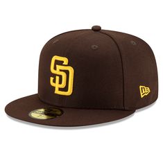 the san diego padres new era 59fifty fitted - back cap in brown and gold