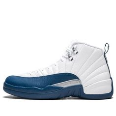 (BG) Air Jordan 12 Retro 'French Blue' 2016 153265-113 (SNKR/Non-Slip/High Top/Basketball) White Basketball Shoes With Padded Tongue And Round Toe, Blue Round Toe Basketball Sneakers, Blue Round Toe Sneakers For Basketball, Navy Basketball Shoes With Round Toe, Blue Sporty Jordan Training Shoes, Sporty Blue Jordan Training Shoes, Sporty Blue Jordan Shoes For Training, Navy Sporty Sneakers For Training, Blue Jordan Training Shoes With Boost Midsole