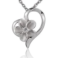 10mm Plum.Heart Pendant CL CZ Pendant Classic Diamond White Flower Shaped Jewelry, Silver Heart Pendant With Diamond Accents, Sterling Silver Flower Necklace With Diamond Accents, Flower Shape Jewelry As A Gift With Polished Finish, Flower Shaped Polished Jewelry As Gift, Sterling Silver Necklace With Diamond Accents In Flower Shape, Classic Silver Necklace With Flower Shape, Classic Cubic Zirconia Jewelry In Flower Shape, Anniversary Flower Pendant Necklace With Polished Finish