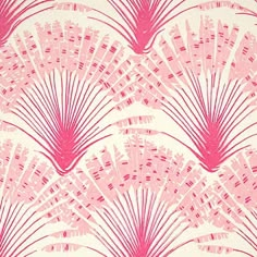 a pink and white wallpaper with fan shaped designs on it's back side