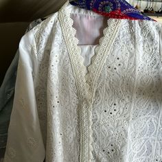 Hand Embroidery 3 Piece Chicken Kari , Mukesh, Gota Dress. Beautiful Dress Silk Dopata Chest 21 Length 43 Daman 26” White Embroidered V-neck Kurta, White V-neck Dress With Resham Embroidery, Off White Traditional Wear With Dabka Work, Eid Special V-neck Dupatta With Chikankari Embroidery, Designer Lace Work Kurta, V-neck Traditional Wear With Chikankari Embroidery For Wedding, V-neck Chikankari Embroidery Traditional Wear For Wedding, White V-neck Festive Kurta, V-neck Traditional Wear With Chikankari Embroidery