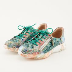 TURQUOISE MULTI Comfortable Low-top Green Walking Shoes, Slip-on Multicolor Sneakers For Spring, Green Spring Sneakers With Laces, Spring Green Sneakers With Laces, Green Running Shoes With Rubber Sole For Spring, Spring Running Shoes With Perforations, Green Slip-on Low-top Sneakers, Multicolor Perforated Round Toe Sneakers, Walking Sneakers With Laces For Spring