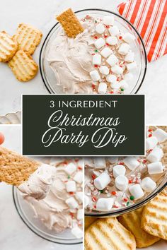 christmas party dip recipe with marshmallows and graham crackers in the middle