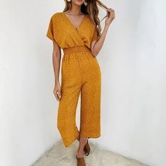 Gender: Women Item Type: Jumpsuits & Rompers Material: Polyester Type: Jumpsuits Length: Calf-Length Pants Style: Casual Fit Type: Loose Pattern Type: Print Decoration: Pockets Fabric Type: Broadcloth Casual V-neck Stretch Jumpsuits And Rompers, Spring Loungewear Jumpsuits And Rompers With Short Sleeves, Spring Short Sleeve Jumpsuits And Rompers For Loungewear, Summer Short Sleeve Jumpsuits And Rompers With Elastic Waistband, Summer Jumpsuits With Short Sleeves And Elastic Waistband, Stretch Short Sleeve Jumpsuits And Rompers For Loungewear, Stretch Short Sleeve Jumpsuits For Loungewear, Casual Relaxed Fit V-neck Jumpsuit, Casual V-neck Relaxed Fit Jumpsuit