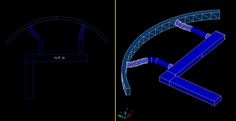 two different views of an arch with wires connected to it