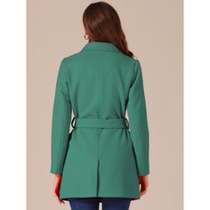 The long trench coat is shaped in a classic double-breasted cut. This soft, elegant coat with a tie around the waist detail is a classic look and will keep you warm in the cool weather. Whether you want to dress up your look or just stay warm in casual winter, it is a better choice for you. The self-tie belt style is flattering and fits more different body shapes. Suede Trench Coat, Summer Vest, Elegant Coats, Winter Outwear, Long Trench, Long Trench Coat, Belt Style, Wool Peacoat, Green Coat