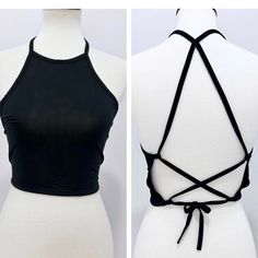 Black Strappy Criss Cross Backless Halter Crop Top Women’s Size M Women’s Size M Made In China Approximate Measurements (Flat Lay): Length: 14 In. (Straps Not Included In Measurement) Bust: 21 In. Condition: New Without Tags. Features: Halter Neckline Lightweight Stretch Tie Back Closure Reasonable Offers Welcome Feel Free To Contact Us About Any Questions Regarding Item A-259, 260, 261 Backless Halter Top Outfit, Edgy Crop Tops, Strappy Back Top, Tie Back Crop Top, Criss Cross Crop Top, Backless Shirts, Strap Top Outfit, Tie Back Halter Top, Backless Crop Top Outfit