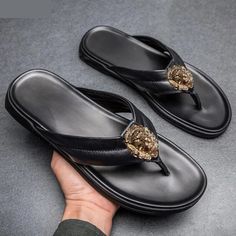 Enrich your shopping list wisely at GeraldBlack.com. Men's Summer Punk Style Genuine Cowhide Leather Flip Flop Slippers #menshoes2017 #menshoestyle #menshoesfashion #shoestyle #menshoestore #menshoesoninstagram #menshoesforsale #menshoesshop #menshoes #menshoes2019 #menshoesimport #menshoeshop #menshoesph #shoesforsale #menshoesstyle #menshoesonline #menshoes2018 #menshoesfashions #shoesaddict #menshoesaddict #shoestore Leather Toe Post Flip Flops For Vacation, Leather Toe Post Slippers For The Beach, Leather Flat Flip Flops For Vacation, Leather Round Toe Flip Flops For Beach, Black Slippers With Leather Footbed For Summer, Black Leather Footbed Slippers For Summer, Summer Flip Flops With Rubber Sole And Toe Post, Summer Toe Post Flip Flops With Rubber Sole, Leather Sole Flip Flops For Summer