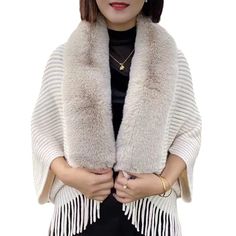 PRICES MAY VARY. 👚👚【2023 New Faux Fur Shawl】Be creative with this shawl. You can wear it as a wrap-around skirt, a fashionable shawl to give length to your upper body, or even a tube top to show off your neck and arms. 👚👚【Easy Matching】This fur shawl cardigan is classic and basic, you can pair with your jeans, simple camisole or shirt blouse, It can accompany you from autumn to winter. 👚👚【One Size is Suit Most Size】 Artificial fur shawl with buttonless cardigan design. Perfect for brides, Single Clothes, Elegant Shawl, Winter Shawl, Fall Wardrobe Essentials, Capes For Women, Jackets Women, Wrap Cardigan, Warm Jacket, Knitted Shawls