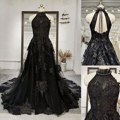 Gothic Wedding Attire, Black Gothic Wedding Dresses, Wedding Dresses Halter Neck, Dark Wedding Dress, Wedding Dresses Halter, Black Gothic Wedding, Gothic Wedding Dresses, Dresses Halter Neck, Goth Wedding Dresses