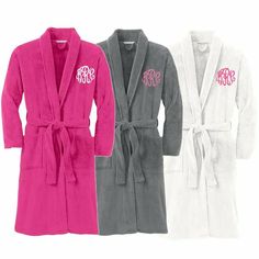 Pamper yourself wherever you are in these Monogrammed Plush Robes!  Choose from a variety of font options and thread choices to showcase your personal style!  They're perfect for the spa, home, or vacation!  They make great gifts as well!  Born To Be Sassy is your one stop shop for all your monogrammed gifts and apparel!*100% polyester fleece* Two patch pockets at hips* Self-fabric belt and loops for easy adjustment Plush Robes, Spa Home, Plush Robe, Monogrammed Gifts, Pamper Yourself, The Spa, Sleepwear & Loungewear, Fabric Belt, One Stop Shop