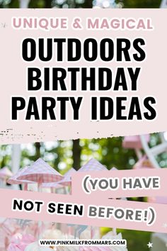 an outdoor birthday party with pink and white decorations