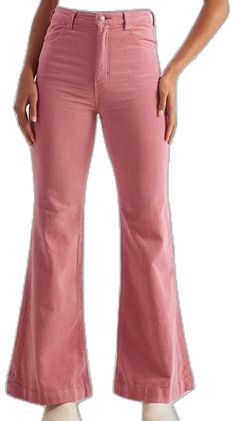 Pink Cotton Flare Jeans For Fall, Pink Flare Jeans For Fall, Corduroy Jeans For Spring, Flared Corduroy Bottoms For Spring, Pink High Rise Flare Jeans For Fall, Flare Corduroy Bottoms For Spring, Pink High Rise Pants For Fall, Pink Flared Bottoms For Fall, High Rise Pink Pants For Fall