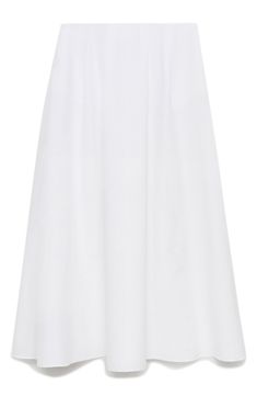 Flowy and flared, this lightweight, cotton-rich skirt will anchor your look with polish. Hidden back-zip closure Side-seam pockets 82% cotton, 15% polyamide, 3% lyocell Machine wash, line dry Made in Turkey Daywear A-line Lined Skirt, Chic Cotton A-line Pleated Skirt, Elegant Cotton A-line Pleated Skirt, Elegant A-line Cotton Skirt, White Cotton A-line Maxi Skirt, White A-line Cotton Maxi Skirt, Cotton A-line Pleated Lined Skirt, Cotton Workwear Maxi Skirt With Gathered Detail, Spring Cotton Maxi Skirt For Work