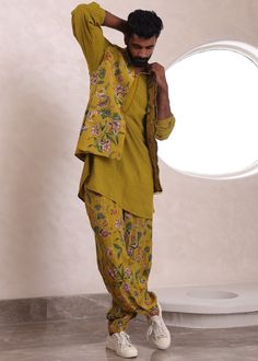 Printed bandi with kurta set. Rahul Khanna, Payal Singhal, Nyc Studio, Potli Bags, Nehru Jackets, Western Wedding, Wedding Service, Short Suit, Kurta Set