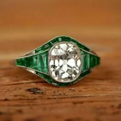 4.10CT Cushion Cut Lab Created Diamond and Emerald Art Deco Engagement Ring 925 | eBay Bijoux Art Deco, Art Deco Rings, Deco Rings, Edwardian Ring, Art Deco Jewellery, Antique Engagement Ring, Dior Vintage, Silver Jewelry Design, Engagement Ring Diamond Cut