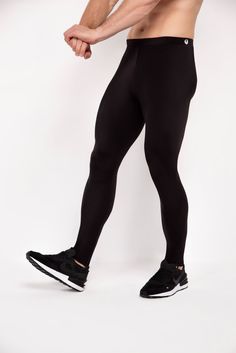 Description: Core Black Men's Leggings Breathable & Moisture Wicking 4-Way Super Stretch Fabric Machine Wash Cold, Quick Drying Durable Nylon / Spandex Bolt Logo Patch This design does not have pockets Model is 6’2’’ (189cm) tall, 34’’ (86cm) waist and wears size Large. Black Breathable 4-way Stretch Pants, Black 4-way Stretch Yoga Pants For Jogging, Black Breathable Elastane Pants, Breathable Black Elastane Pants, Full Length Elastane Running Bottoms, Black Breathable Elastane Tights, Sports Tights With 4-way Stretch, 4-way Stretch Sports Tights, Elastane Running Pants