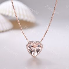 Morganite Diamond Necklace Pink Morganite Heart Pendant Necklace Halo Necklace 14K Rose Gold Natural Morganite Jewelry Promise Bridal Gift Material:Solid 9k 14K 18K Rose Gold (yellow gold, white gold are available) Stone:10mm Heart Shaped Natural Morganite and 0.15ct SI-H Color Natural Diamond/Moissanite Setting:Prongs Necklace length:about 45mm, if you need more longer ,please contact with me. ---------------------------------------------- Craft Period: All our items are handmade, pls allow me Wedding Fine Jewelry Heart Gemstone Necklace, Fine Jewelry Heart Gemstone Necklace For Wedding, Wedding Heart Necklace With Gemstone In Heart Cut, Wedding Heart Cut Gemstone Heart Necklace, Wedding Heart Necklace With Gemstone, Heart Shaped Gemstone Necklace For Wedding, Heart Cut Gemstone Necklace For Wedding, Gemstone Heart Pendant Necklace For Wedding, Heart-shaped Gemstone Necklaces For Weddings