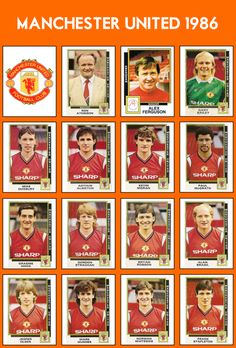 the manchester united team cards are all in orange