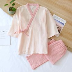 Wrap yourself in comfort with our Women's Short Sleeve Cotton Crepe 3-Piece Pajama Set! 🌙✨ Perfect for cozy nights in or lazy mornings, this set offers ultimate comfort and style. Treat your mom to the gift of relaxation and luxury this Mother's Day with this delightful pajama set! #CottonCrepePajamaSet #ShortSleevePajamas #OriginalPajamas #CozyComfort #EverydayEssentials #MothersDayGift #GiftsForHer #TreatYourMom Casual Home Outfits, Tops Classy, Lounging Outfit, Cotton Nightwear, Kimono Pajamas, Comfy Sets, Comfortable Pajamas, Cotton Kimono, Casual Home