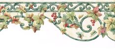 an image of a curtain with flowers and leaves painted on the side by hand in watercolor