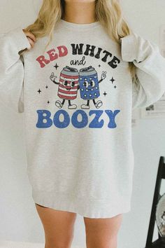 RED WHITE AND BOOZY OVERSIZED GRAPHIC SWEATSHIRT Made from high-quality fabric that delivers both comfort and style. The oversized design is perfect for casual wear or lounging at home.PREMIUM COTTONOVERSIZED FIT White Sweatshirt For Fall Leisure, Oversized Comfortable Sweatshirt With Graphic Print, Cozy Cotton Leisure Tops, Comfy Streetwear Tops With Letter Print, Comfy Letter Print Tops For Streetwear, Trendy White Sweatshirt For Leisure, Casual Cotton Sweatshirt With Funny Print, White Cotton Sweatshirt For Leisure, Relaxed Fit Graphic Print Sweatshirt