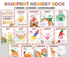 This Printable Handprint Memory book template is perfect for your toddler or preschoolers. They will have a good time creating this craft, this printable is nice for Preschool Kindergarten activity. This is a keepsake everyone will cherish for years to come! PS: this template can be personalized, please message me and see what I can do  ◈ WHAT YOU GET ♡ 25 design  ♡ Book cover included ♡ High Quality PDF 8.5X11in size for sharp, clear prints. 💕  IF additional custom sizes are needed, please message me via Etsy Conversation and I will reply as soon as possible 💕 (I highly Recommend that you print these templates on high quality card stock) ---------------------------------------------------------- ---------------------------------------------------------- BROWSE MORE DESIGNS HERE: https:/ Handprint Memory Book, 1st Grade Crafts, Groovy Theme, Handprint Poem, Craft Handprint, Kindergarten Activity, All About Me Preschool, Art Activities For Toddlers, Keepsake Crafts