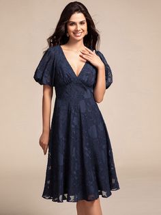 This Dress is fashionable for every occasion. the dress is made-to-order by professional tailors. You can choose from 50 colors, Regular sizes 2 to 16 and plus sizes 14w to 26W. Custom size is also available. Navy Short Dress, Midi Wedding Guest Dress, Navy Blue Prom Dresses, Plus Size Gowns, Gown Plus Size, Prom Dresses Sleeveless, Womens Prom Dresses, Gowns With Sleeves, Ball Gown Dresses