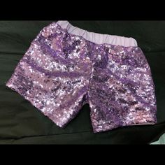 Lavender Sequin Boutique Infant And Girls Shorts Purple Party Shorts, Purple Short Length Party Bottoms, Purple Short-length Party Bottoms, Purple Short Length Bottoms For Party, Purple Short Bottoms For Party, Purple Party Bottoms Short Length, Purple Bottoms For Playwear In Spring, Stretch Lavender Shorts For Summer, Purple Shorts With Elastic Waistband