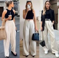 Baggy Linen Pants Outfit, White Linen Pants Outfit, Wide Pants Outfit, Linen Pants Outfit