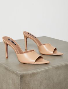 Dana Slide Heel - BCBGMAXAZRIA Minimalist Silhouette, Heel Shoes, Stiletto Heel, Flat Sandals, Sling Backs, Heeled Mules, Mule Shoe, Stiletto Heels, Leather Upper