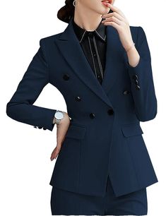 2 Pieces Women Suit Peak Lapel Double Buttons | SoloveDress – solovedress Outfits With Slacks, Formal Casual Outfits Women, Formal Casual Outfits, Womens Suit Vest, Suits Outfits, Ethereal Dress, Business Attire Women, Buy Wedding Dress, Diamond Wallpaper