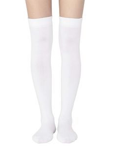 PRICES MAY VARY. PERFECT FIT - Our over the knee socks measure 20.8in to 22.5in from heel to stocking welt,length of the whole socks 26.5in to 28.2in (No Streched).One size fit most women even if you have thick thighs，you can refer to the picture introduction or reviews FUNCTION - They’re a nice sock material with soft COTTON FEEL, not super THICK but not thin.The black white over the knee socks are warm, breathable, shaping, absorb sweat,beautiful body & thin leg,cosplay and solid enuf to stay Cute White Socks Aesthetic, White High Socks, Knee High Socks Aesthetic, High White Socks, White Lace Socks, White Long Socks, White Thigh High Socks, White Knee Socks, Knee Length Socks