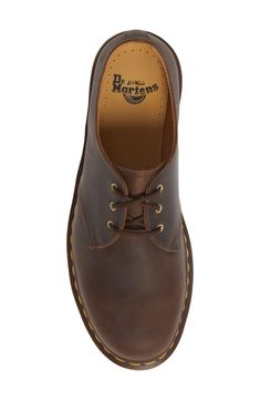 A signature sole grounds this bold derby crafted from hearty leather and fitted with air cushioning for comfort. Style Name:Dr. Martens Plain Toe Derby (Men). Style Number: 452515. Casual Brogue Leather Shoes In Calf Leather, Goodyear Welted Leather Oxfords, Leather Derby Shoes With Rubber Sole, Leather Oxfords With Stitched Sole For Work, Casual Oxford Shoes With Leather Lining, Leather-lined Low-top Oxfords For Derby, Casual Derby With Leather Sole For Work, Goodyear Welted Low-top Leather Shoes, Leather Derby Shoes With Leather Lining For Work